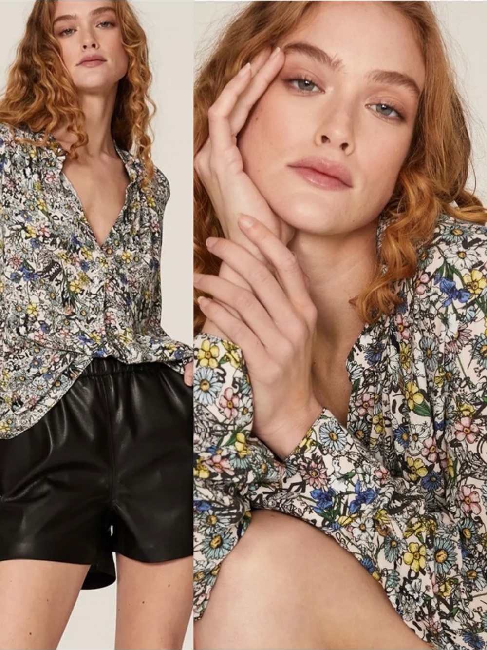 Zadig and Voltaire Tink Crinkle Flower Blouse Small Liberty Garden Floral